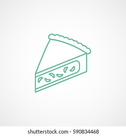Cake Piece Green Line Icon On White Background