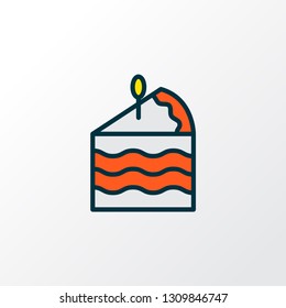 Cake piece icon colored line symbol. Premium quality isolated dessert element in trendy style.