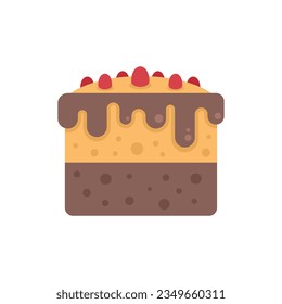 Cake piece icon flat vector. Birthday anniversary. Sweet cream isolated