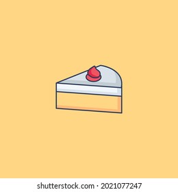 Cake Piece Icon Isolated On Yellow Background