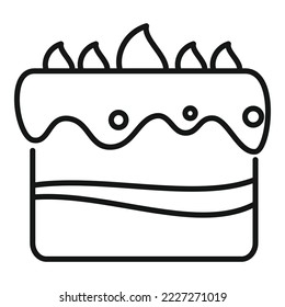 Cake piece icon outline vector. Birthday anniversary. Sweet cream