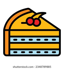 Cake piece icon outline vector. Austrian food. Beef pot color flat