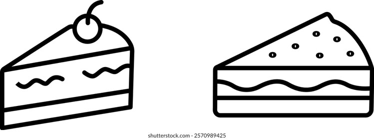 "Cake Piece Icon Representing Dessert, Celebration, and Sweet Treats for Parties, Occasions, and Culinary Delights"