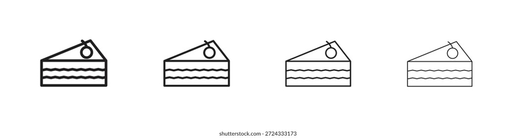 Kuchenstück-Symbole, Satz von linearen Symbolen. Schwarze lineare Palmensymbole
