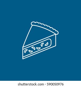 Cake Piece Line Icon On Blue Background