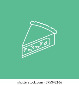Cake Piece Line Icon On Green Background