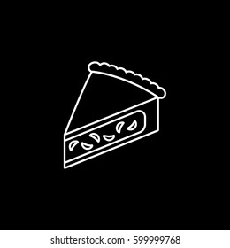 Cake Piece Line Icon On Black Background