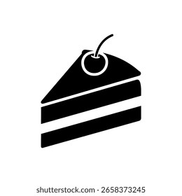 Cake piece silhouette icon vector flat design.