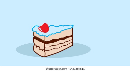 cake piece sweet bakery chocolate dessert food concept sketch horizontal