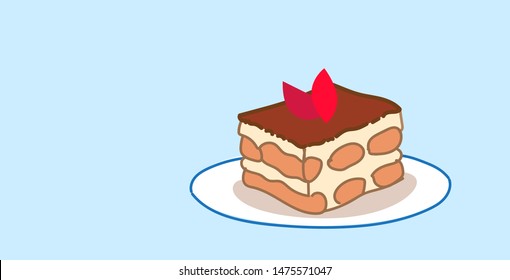 Cake piece. Sweet bakery chocolate dessert food sketch doodle.