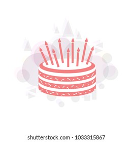 Cake pink on an abstract background. Cake with candles.