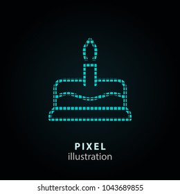 Cake - pixel icon. Vector Illustration. Design logo element. Isolated on black background. It is easy to change to any color.