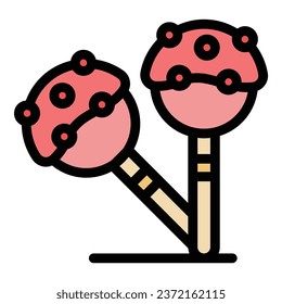 Cake pops icon outline vector. Candy pop. Art sugar color flat