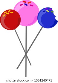 Cake pops, illustration, vector on white background