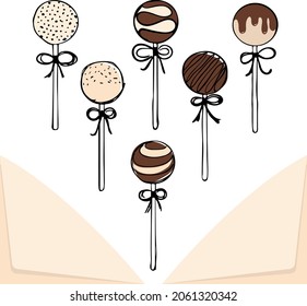 Las copas. Aislado sobre fondo blanco. Buena ilustración. Juego de postres. Estilo de caricatura. conjunto de ilustraciones de vector dibujadas a mano de la colección pops de pasteles