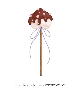 Der Kuchen steht in Form eines Herzens. Geeignete Backwaren zum Valentinstag. Vektorgrafiken.