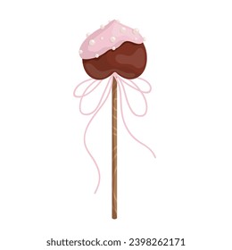 Cake pops in the shape of a heart. Themed baked goods for Valentine's Day. Vector graphics.