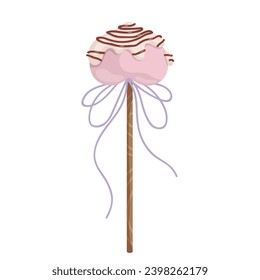 La torta aparece en forma de corazón. Bienes horneados con temas para el Día de San Valentín. Gráficos vectoriales.