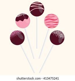 Cake Pops Vector Illustrations Set