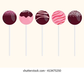 Cake Pops Vector Illustrations Set