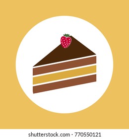 cake portion with strawberry,birthdat,vector