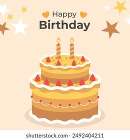 Cake poster design for birthday cake congratulations birthday. Festive cake for birthday