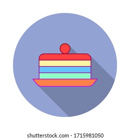 Cake, pride day long shadow icon. Simple color vector of World pride day icons for ui and ux, website or mobile application
