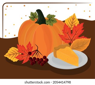 cake pumpkin and leaves autumn