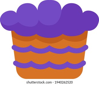 Cake with purple cream, illustration, vector on a white background