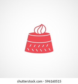 Cake Red Flat Icon On White Background