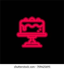 Cake red glowing neon ui ux icon. Glowing sign logo vector