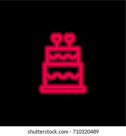 Cake red glowing neon ui ux icon. Glowing sign logo vector