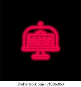 Cake red glowing neon ui ux icon. Glowing sign logo vector
