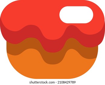 Pastel con hielo rojo, ilustración, vector sobre un fondo blanco.