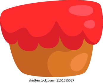 Cake with red icing, illustration, vector on a white background.