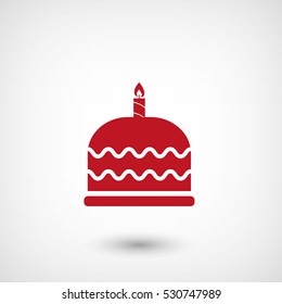 cake - red vector icon  with shadow