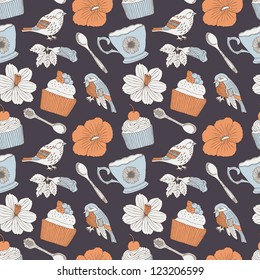 cake retro seamless pattern