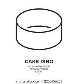 Cake ring editable stroke outline icon isolated on white background flat vector illustration. Pixel perfect. 64 x 64.