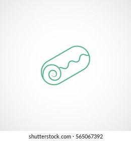 Cake Roll Green Line Icon On White Background