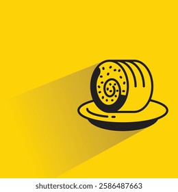 cake roll icon with drop shadow on yellow background