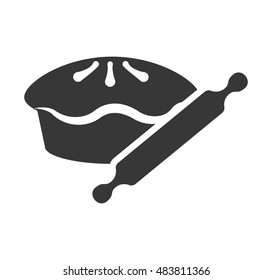 cake and rolling pin icon. Bakery food and shop theme. Isolated design. Vector illustration