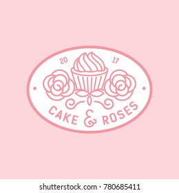 Cake And Rose monocrest bakery logo