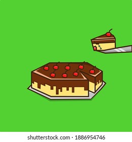 Kuchen traurige Cartoon Vektorsymbol Illustration. Food Icon Konzept isoliert Premium Vektor. Flachbildkartonstil