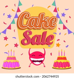 Cake sale social media post, pastry cupcake offer sale discount, Vector