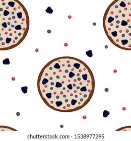 
Cake Seamless Pattern berries pie cream vector food illustration print background wallpaper