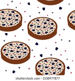 
Cake Seamless Pattern berries pie cream vector food illustration print background wallpaper