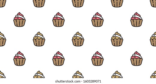 cake seamless pattern cupcake vector cookie pretzel snack bread scarf isolated repeat wallpaper tile background cartoon doodle illustration design