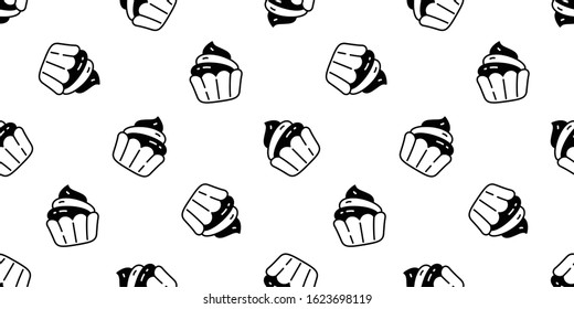 cake seamless pattern cupcake vector cookie pretzel bread snack scarf isolated wallpaper tile background cartoon doodle illustration white design