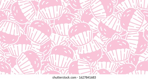 cake seamless pattern cupcake vector cookie pretzel snack bread scarf isolated wallpaper tile background cartoon doodle illustration pink design