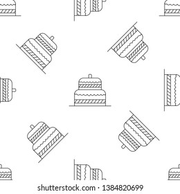 Cake seamless pattern with icons. Style Outline. illustration on the theme of bakery products and bread baking. Vector background.